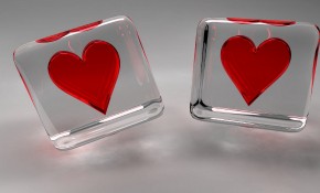 Обои Сердечки в стеклянных кубиках