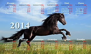 Обои Календарь 2014 с лошадью